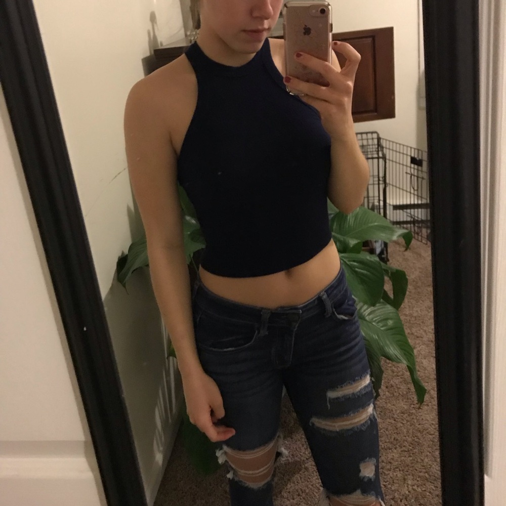 navy crop top